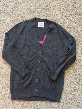 Charcoal V-Neck Button Cardigan Sweater - Women's